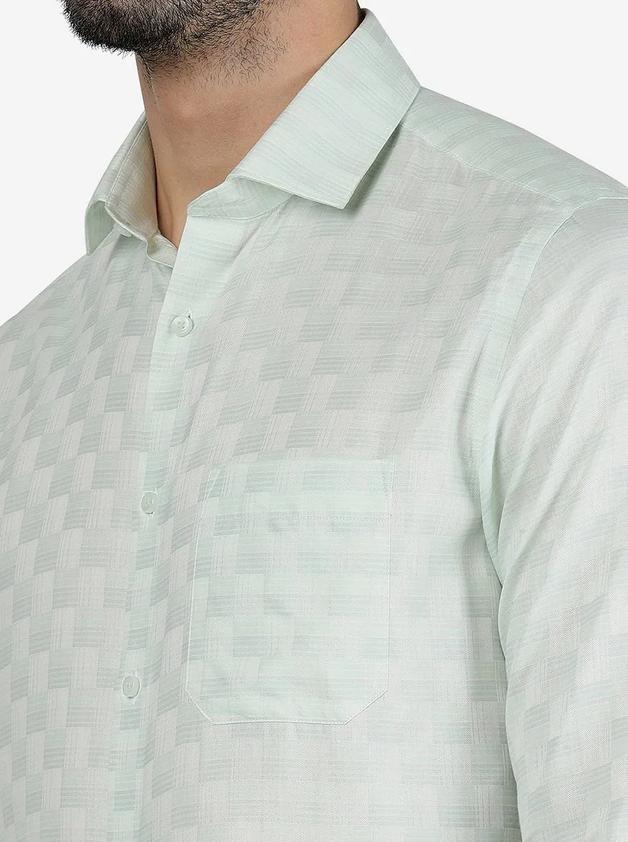 Light Green Checked Slim Fit Formal Shirt | Greenfibre