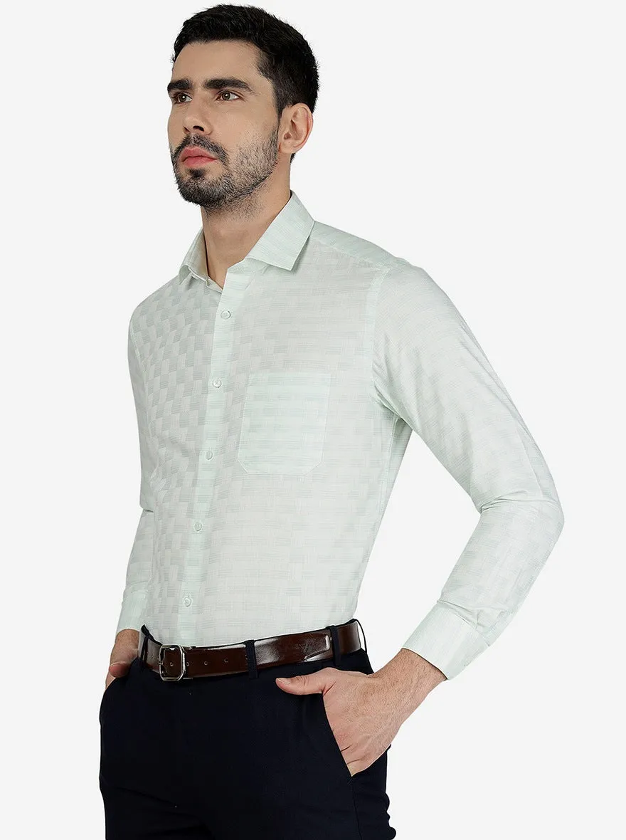 Light Green Checked Slim Fit Formal Shirt | Greenfibre