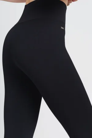 LUNA SCULPT seamless high-waisted rib legging - Black