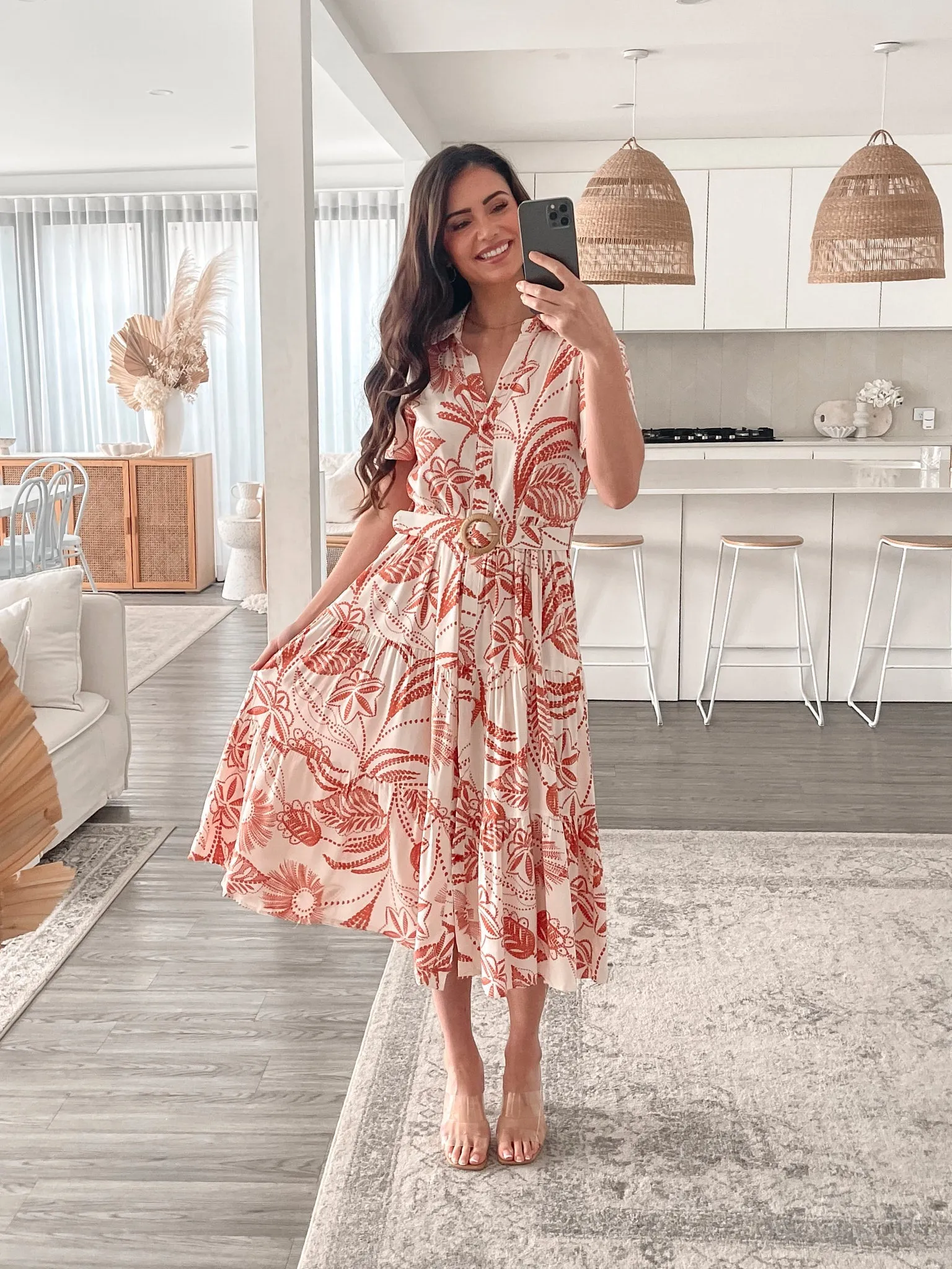 Meilani Dress - Rust Print