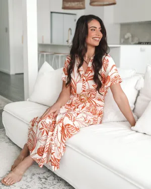 Meilani Dress - Rust Print