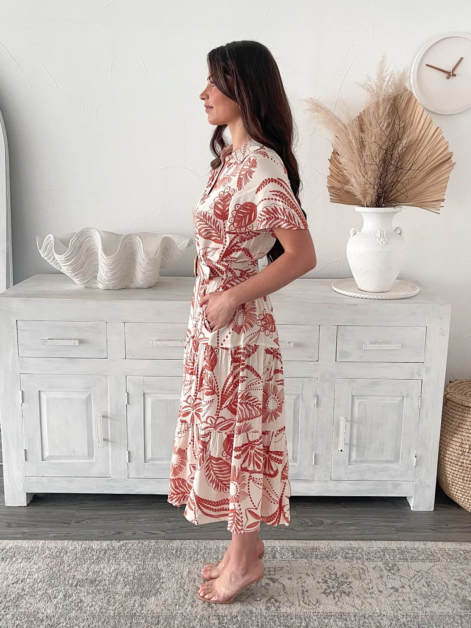 Meilani Dress - Rust Print