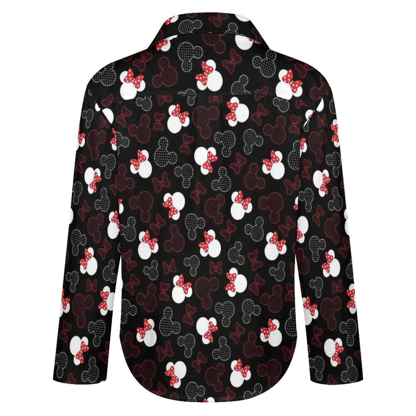 Mickey And Minnie Dots Long Sleeve Button Up Blouse