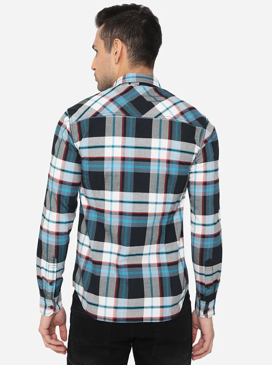 Multicolor Checked Slim Fit Semi Casual Shirt | Greenfibre