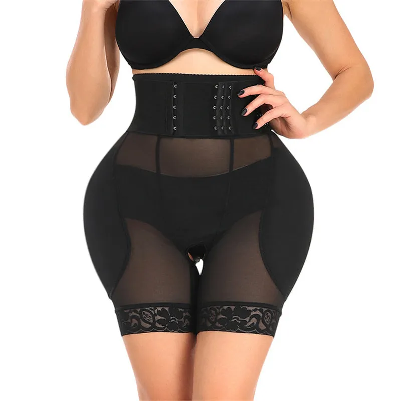 Nine-Row Adjustable Buckle Lace-Up  Crotch Mesh Waist Shaper Pants