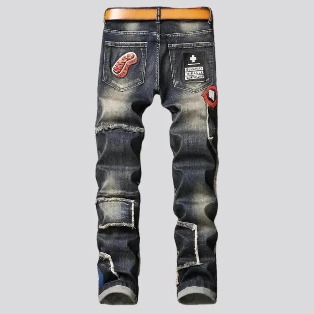 Patchwork men's skinny jeans