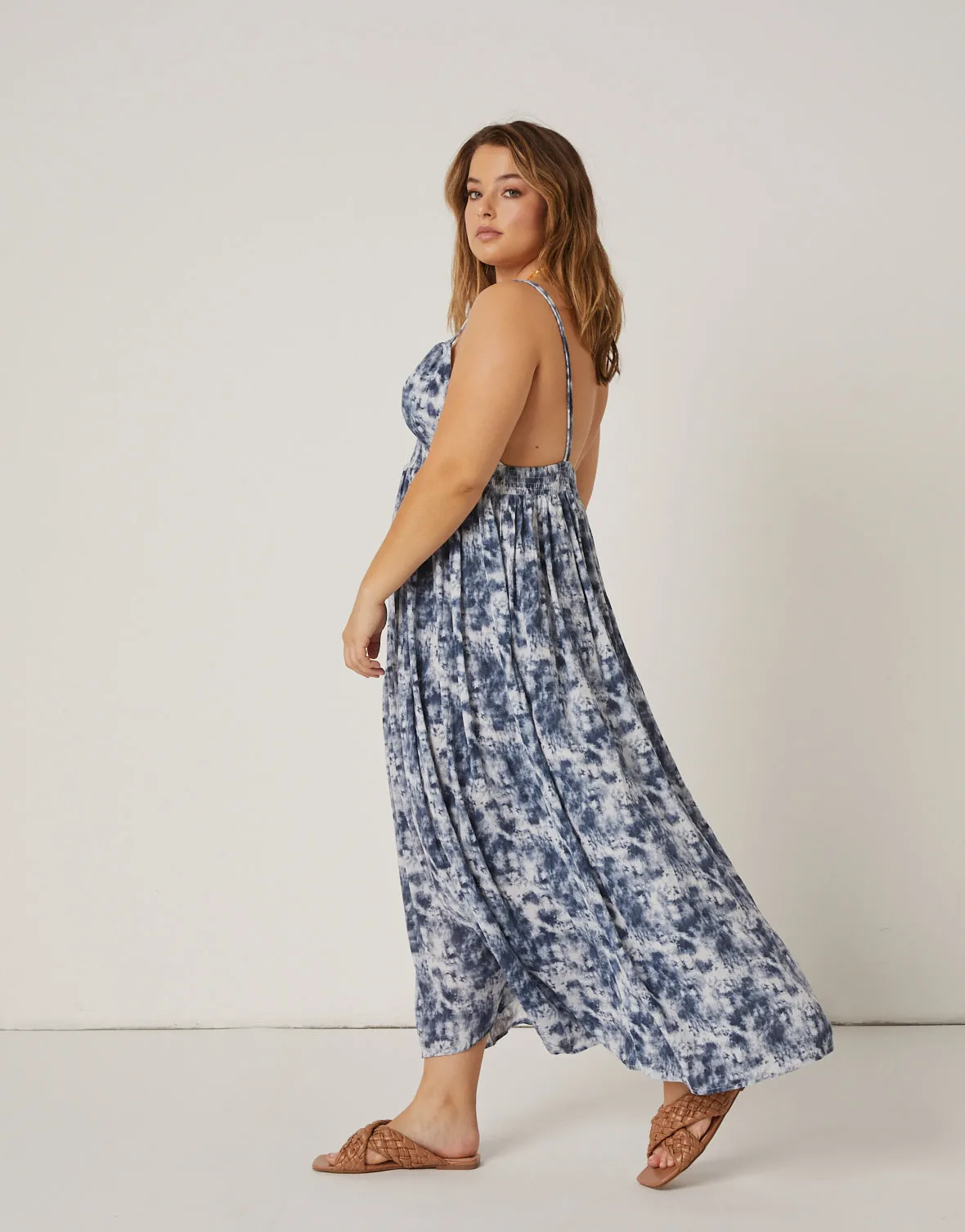 Plus Size Crepe Tie Dye Maxi Dress