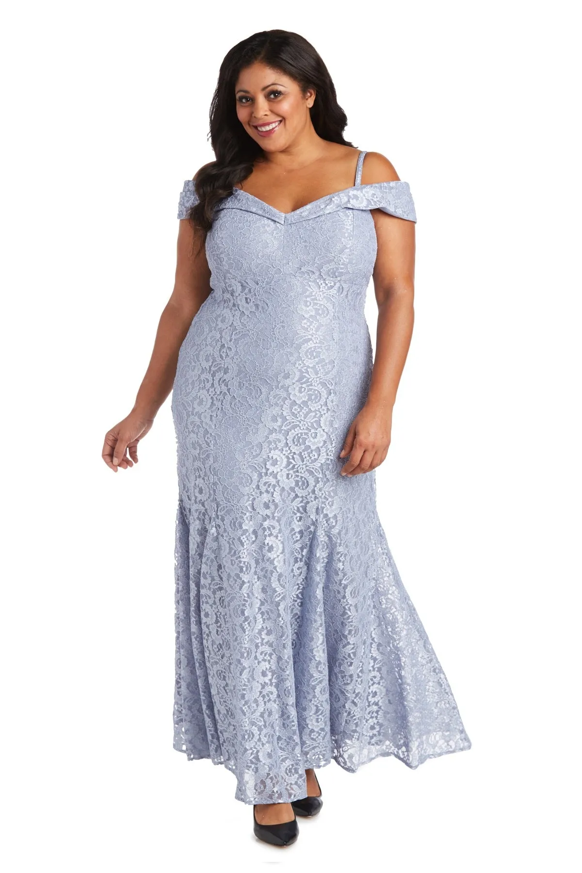 Plus Size R&M Richards Women's Off-The-Shoulder Lace Gown - Mother of the Bride Dress