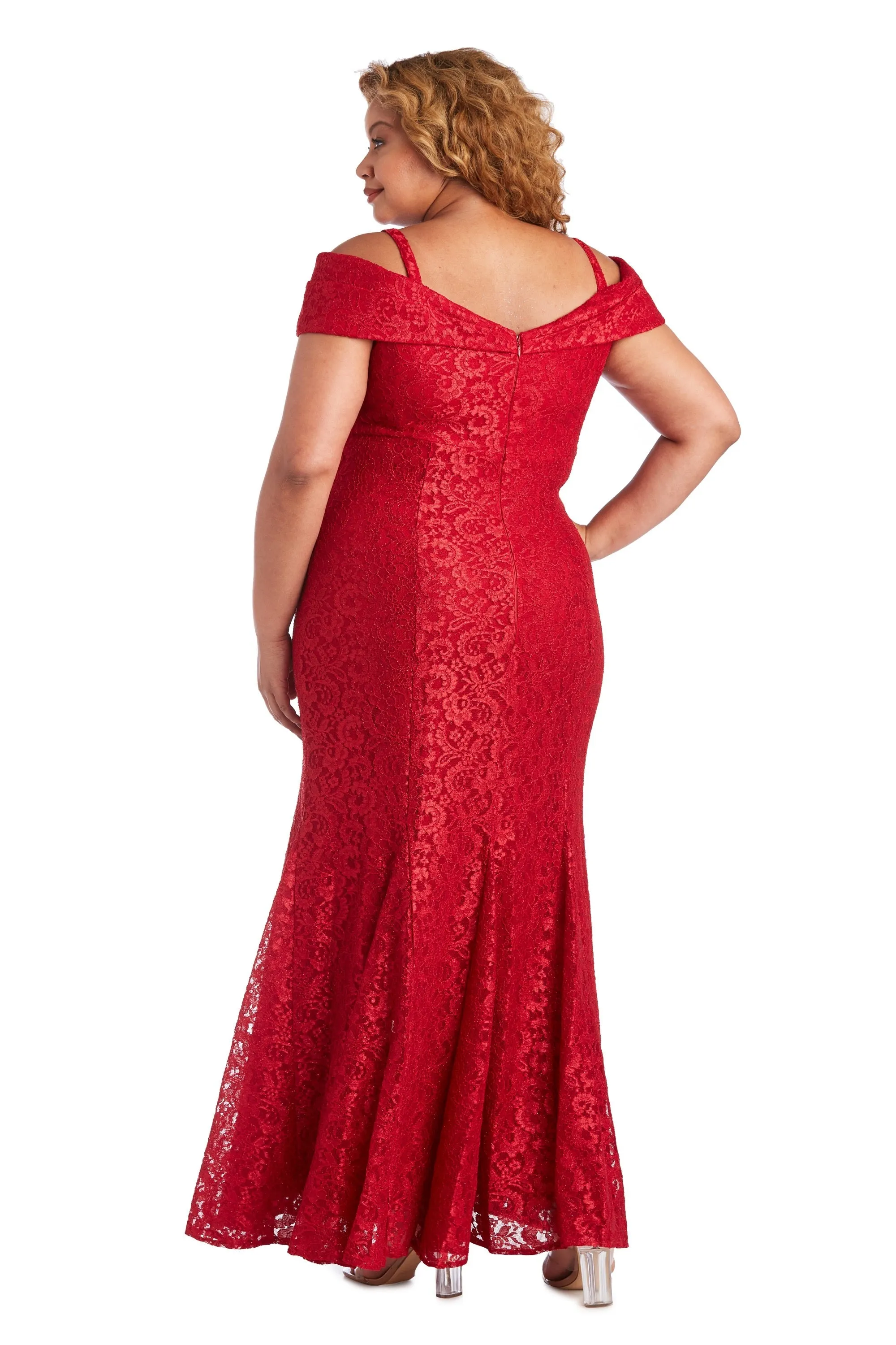 Plus Size R&M Richards Women's Off-The-Shoulder Lace Gown - Mother of the Bride Dress