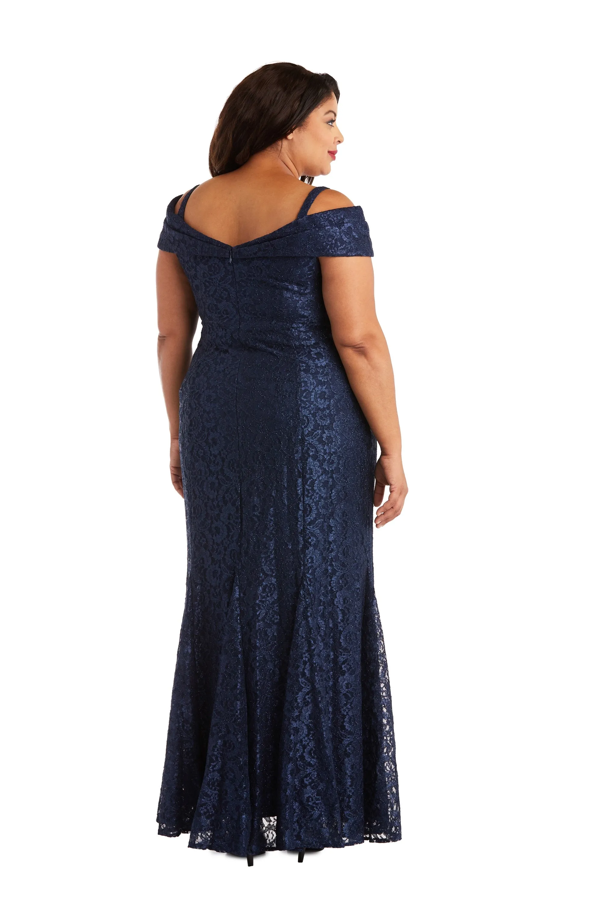 Plus Size R&M Richards Women's Off-The-Shoulder Lace Gown - Mother of the Bride Dress