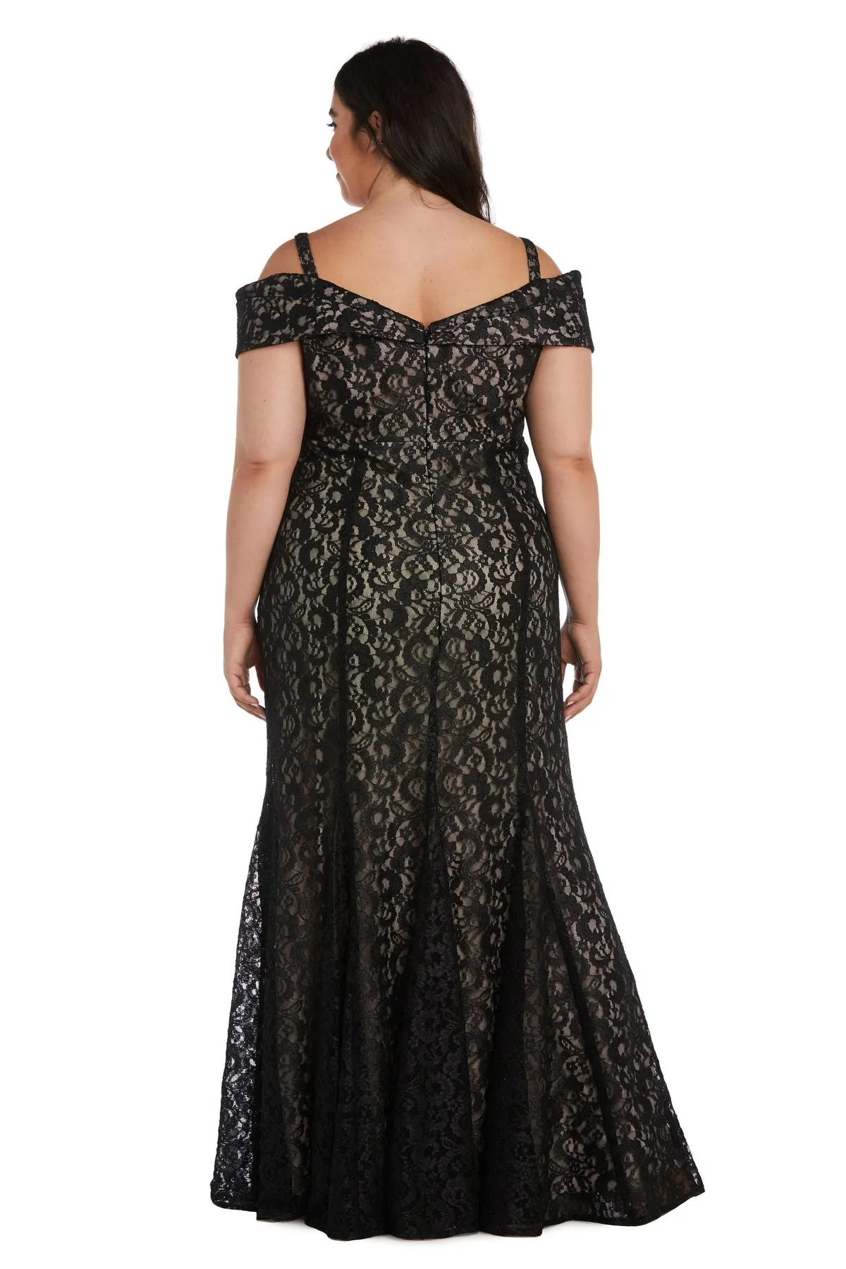 Plus Size R&M Richards Women's Off-The-Shoulder Lace Gown - Mother of the Bride Dress