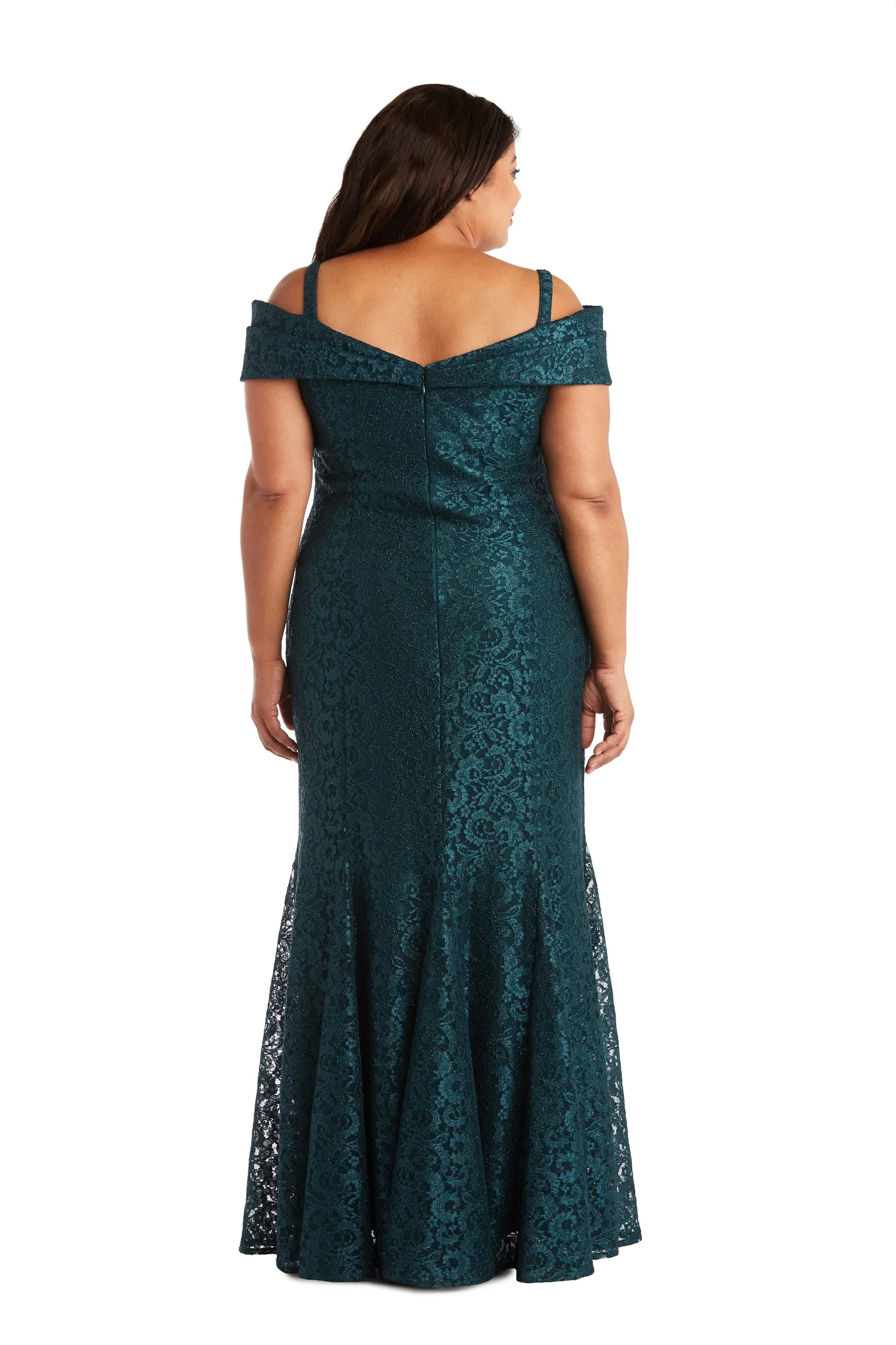 Plus Size R&M Richards Women's Off-The-Shoulder Lace Gown - Mother of the Bride Dress