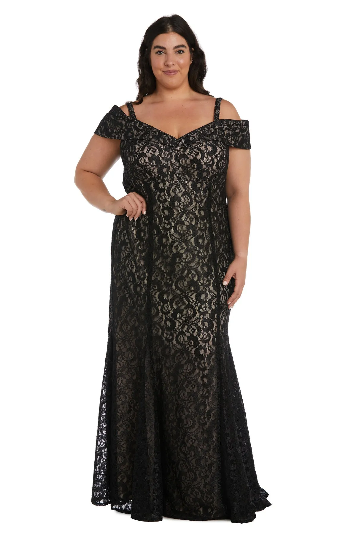 Plus Size R&M Richards Women's Off-The-Shoulder Lace Gown - Mother of the Bride Dress