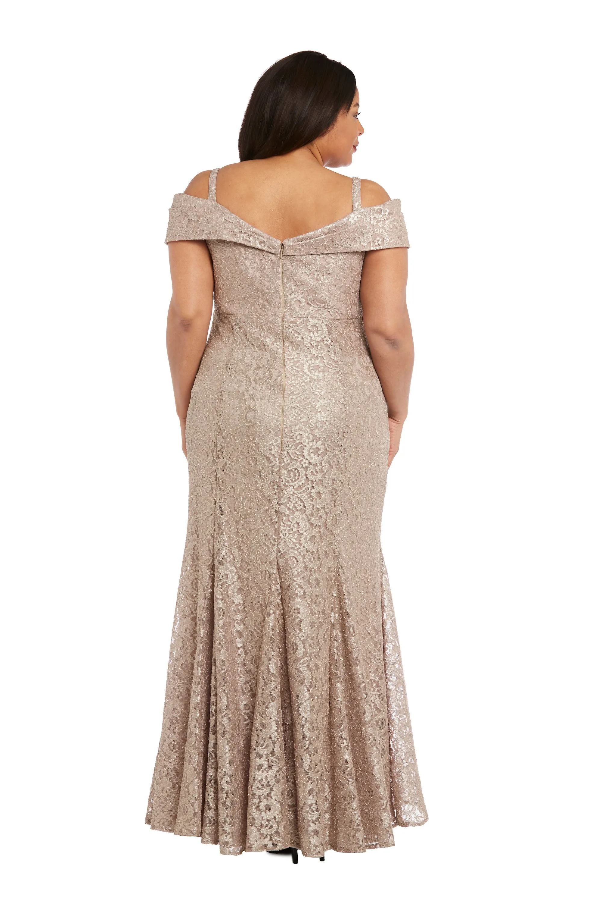 Plus Size R&M Richards Women's Off-The-Shoulder Lace Gown - Mother of the Bride Dress