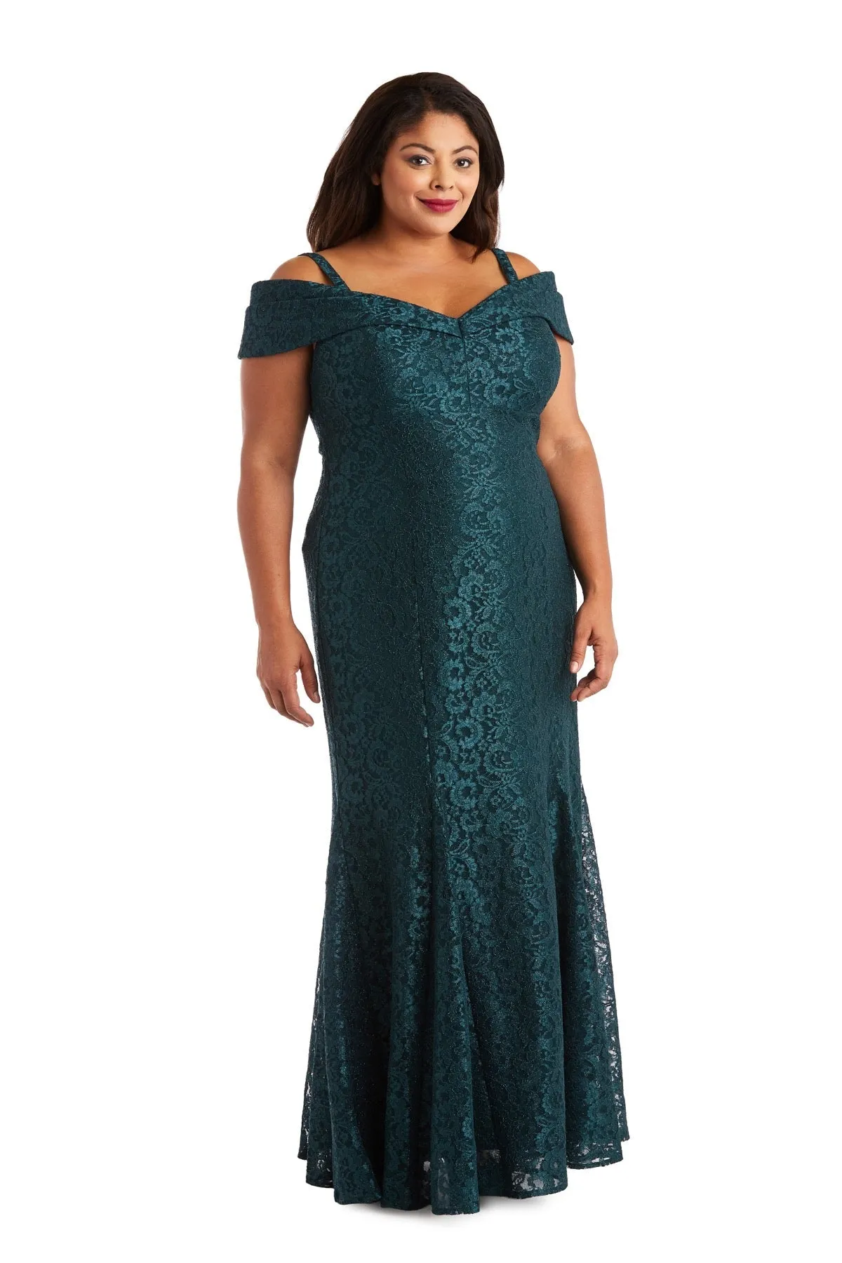 Plus Size R&M Richards Women's Off-The-Shoulder Lace Gown - Mother of the Bride Dress