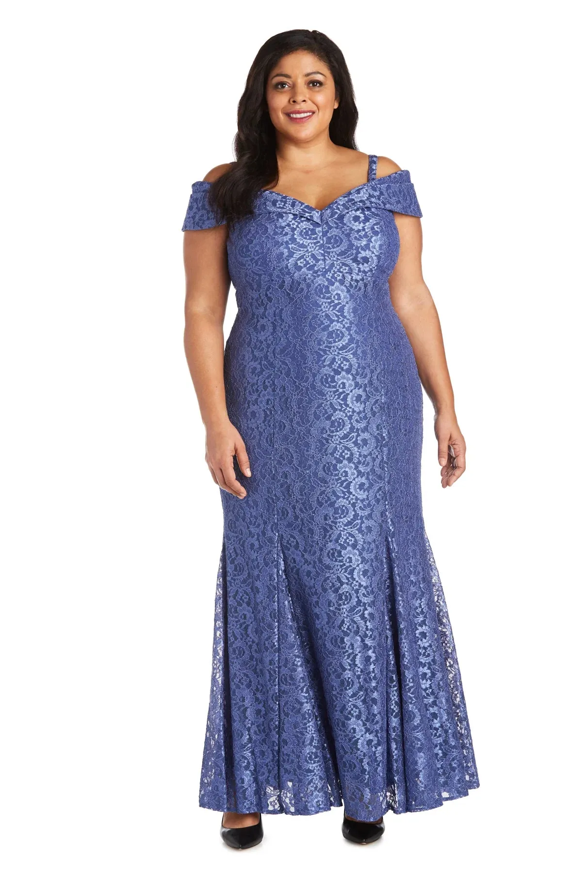 Plus Size R&M Richards Women's Off-The-Shoulder Lace Gown - Mother of the Bride Dress