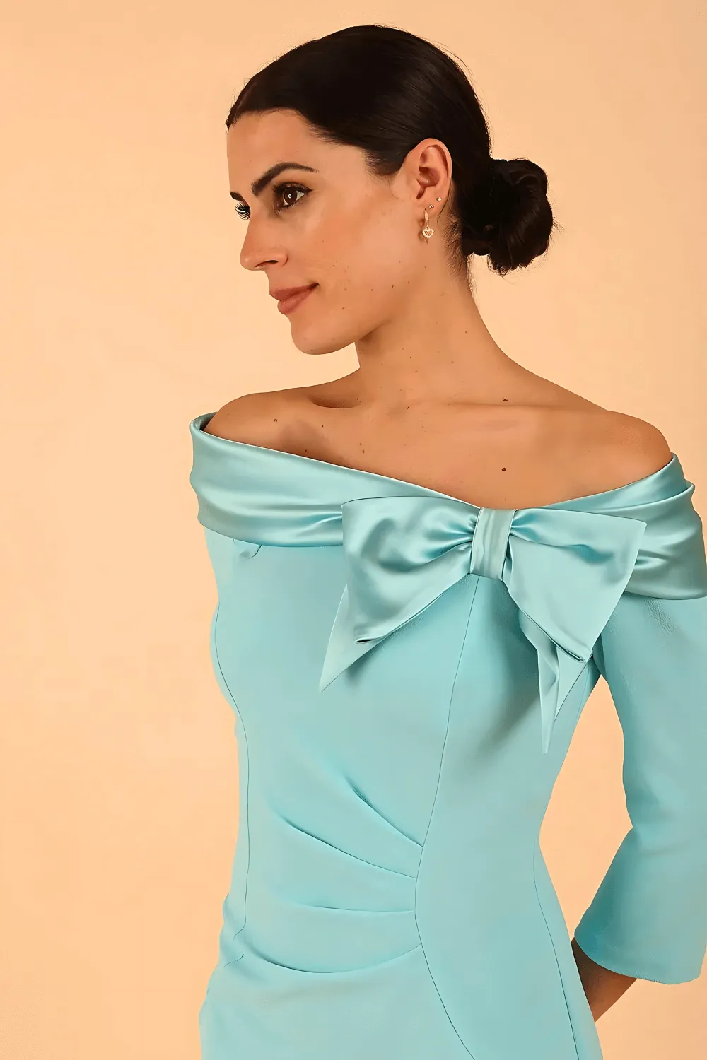 Rosalind Off Shoulder Bow Detail Pencil Dress