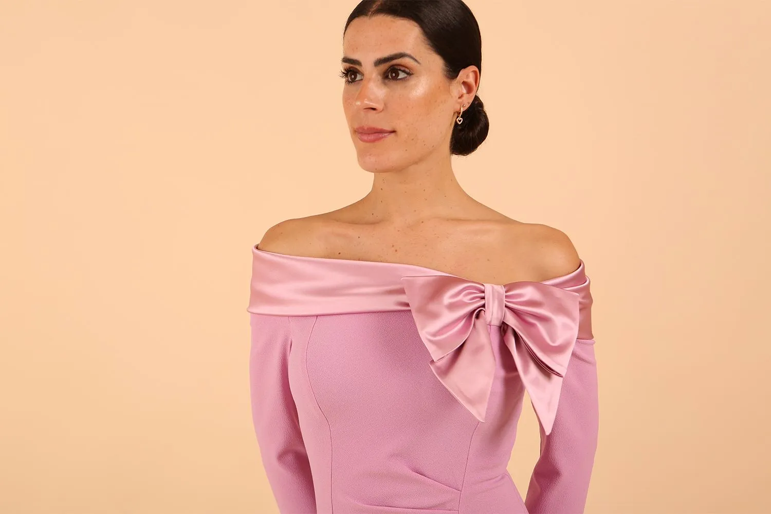 Rosalind Off Shoulder Bow Detail Pencil Dress