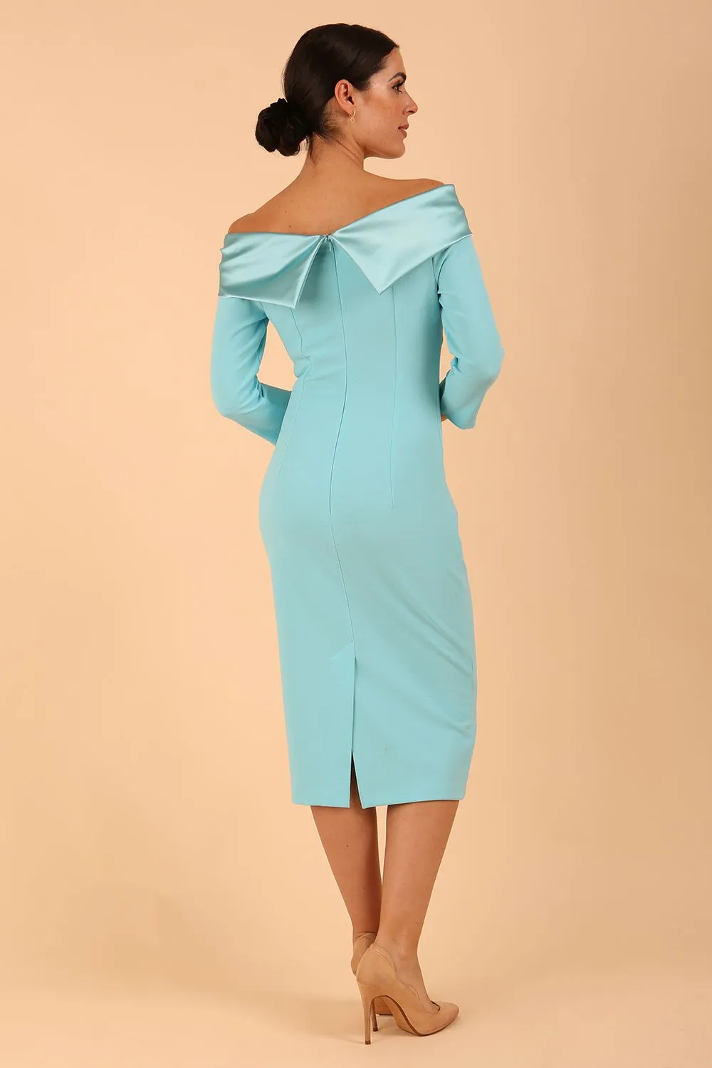 Rosalind Off Shoulder Bow Detail Pencil Dress