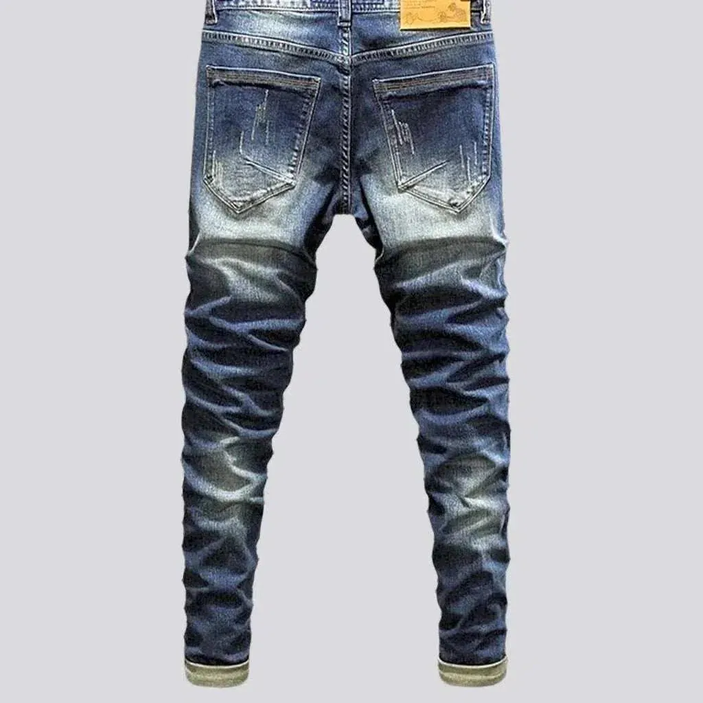 Sanded men's skinny jeans