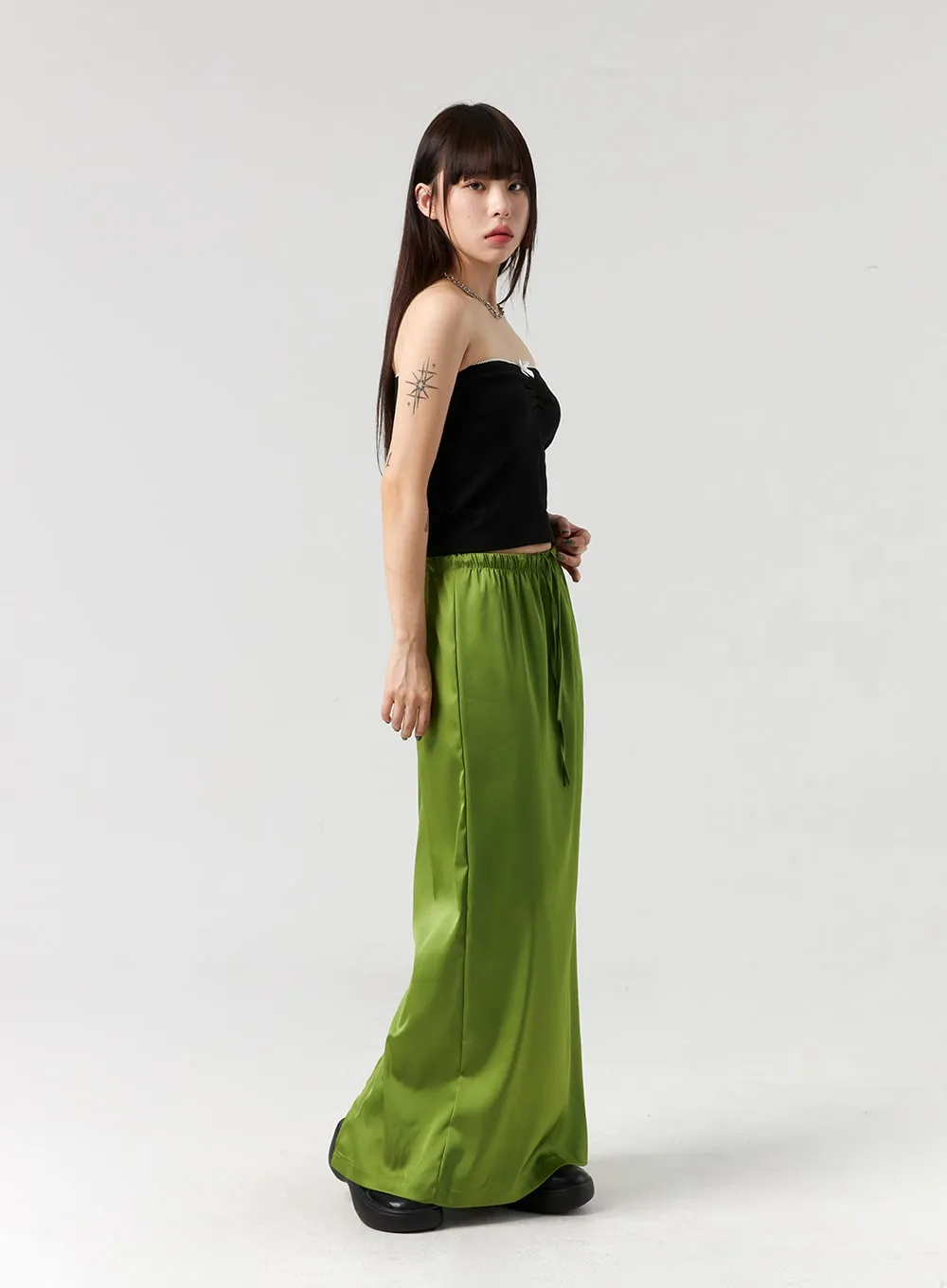 Satin Maxi Skirt CL328