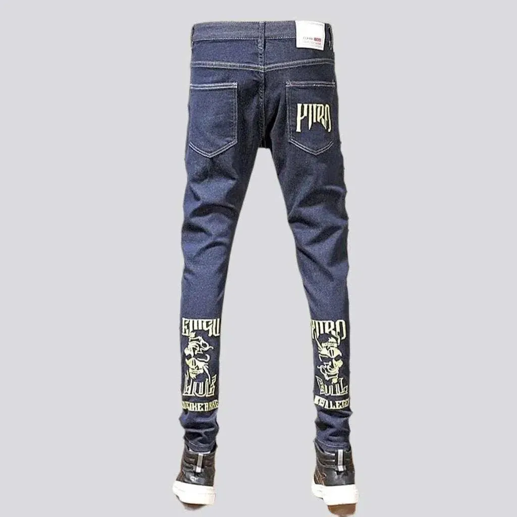 Skinny men's painted jeans