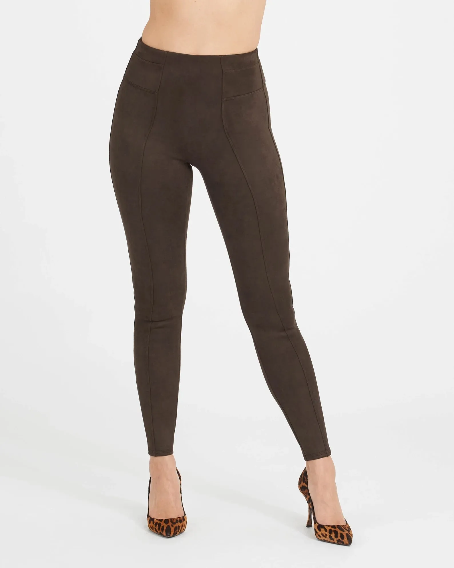 Spanx Suede Leggings in Chocolate