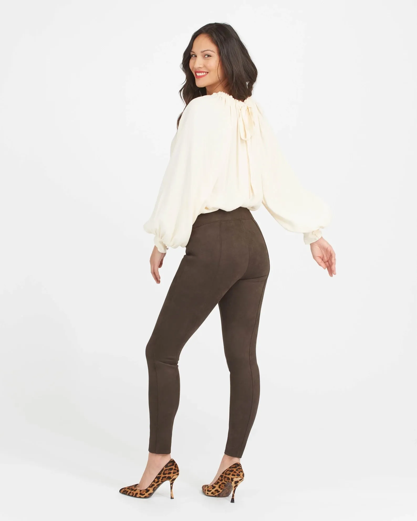 Spanx Suede Leggings in Chocolate