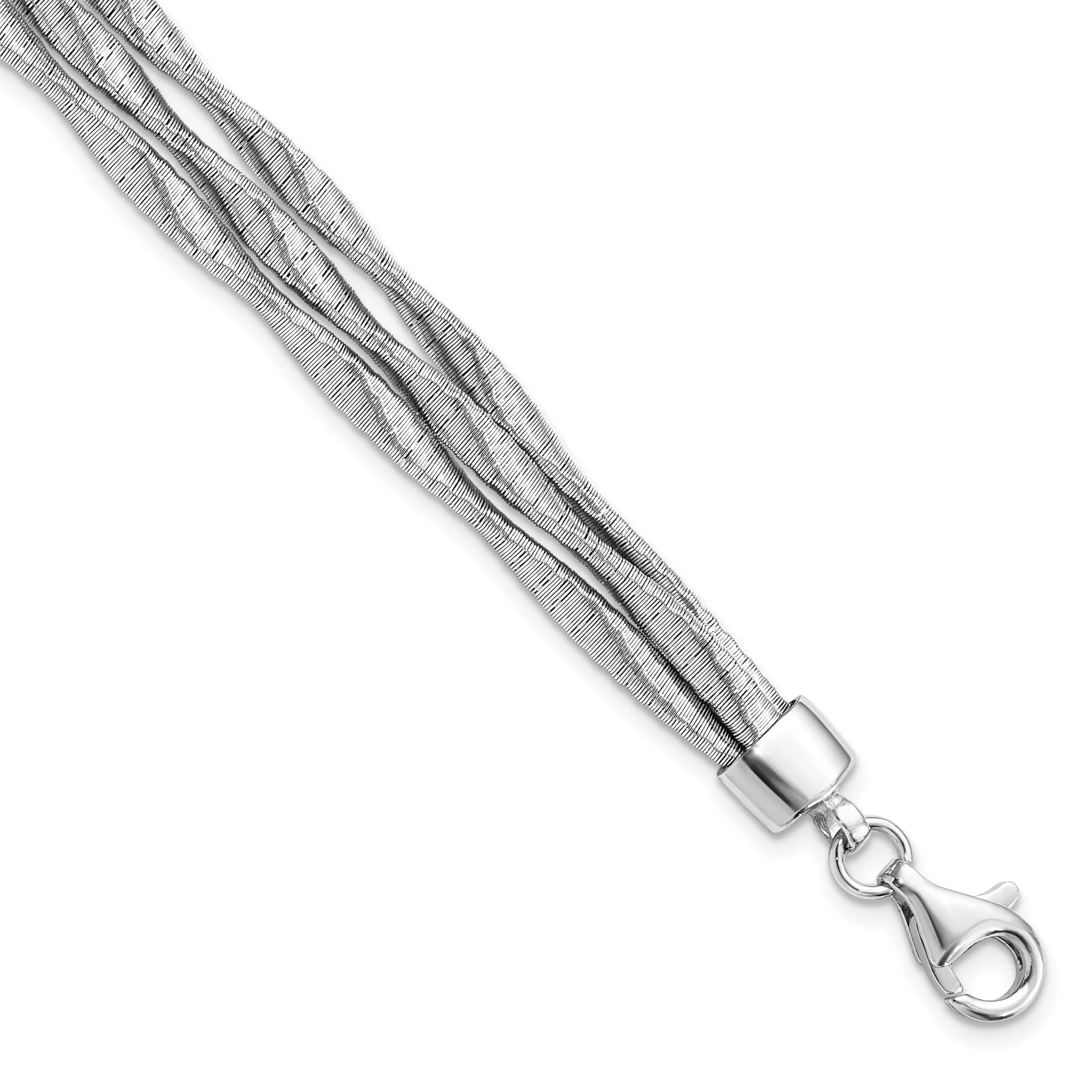 Sterling Silver Rhodium-plated 3strand Bracelet