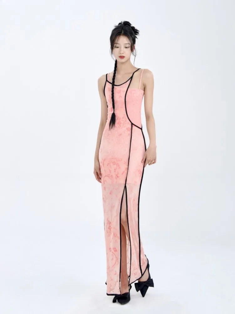 Swoosh Flocked Burnout Stretchy Slimming Dress【s0000008778】