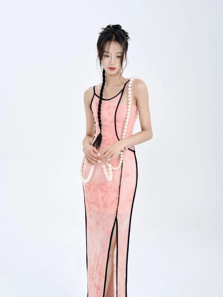 Swoosh Flocked Burnout Stretchy Slimming Dress【s0000008778】