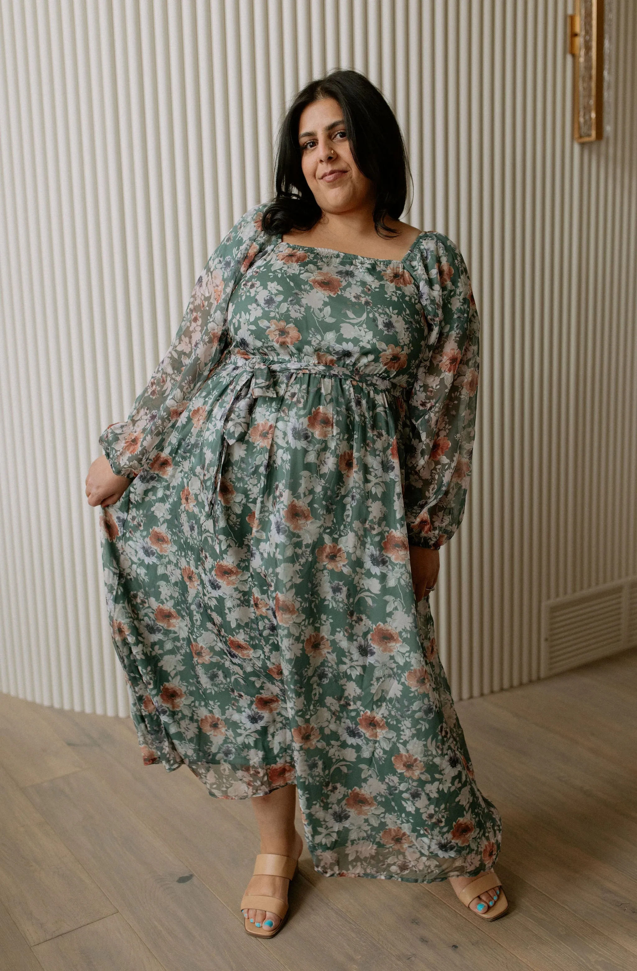 The Robyn Belted Floral Maxi Dress - PLUS