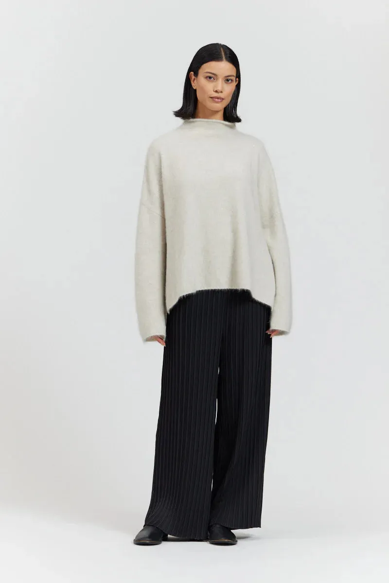 There Elsewhere Mock Neck Side Slit Sweater