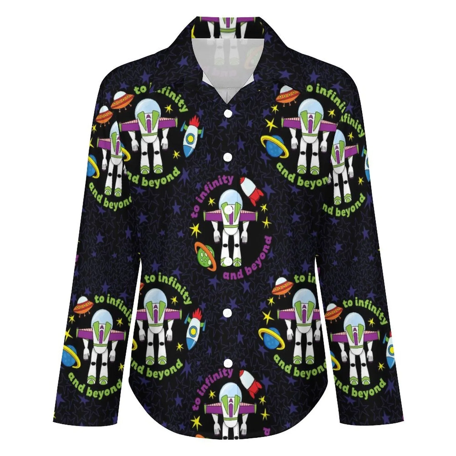 To Infinity And Beyond Long Sleeve Button Up Blouse