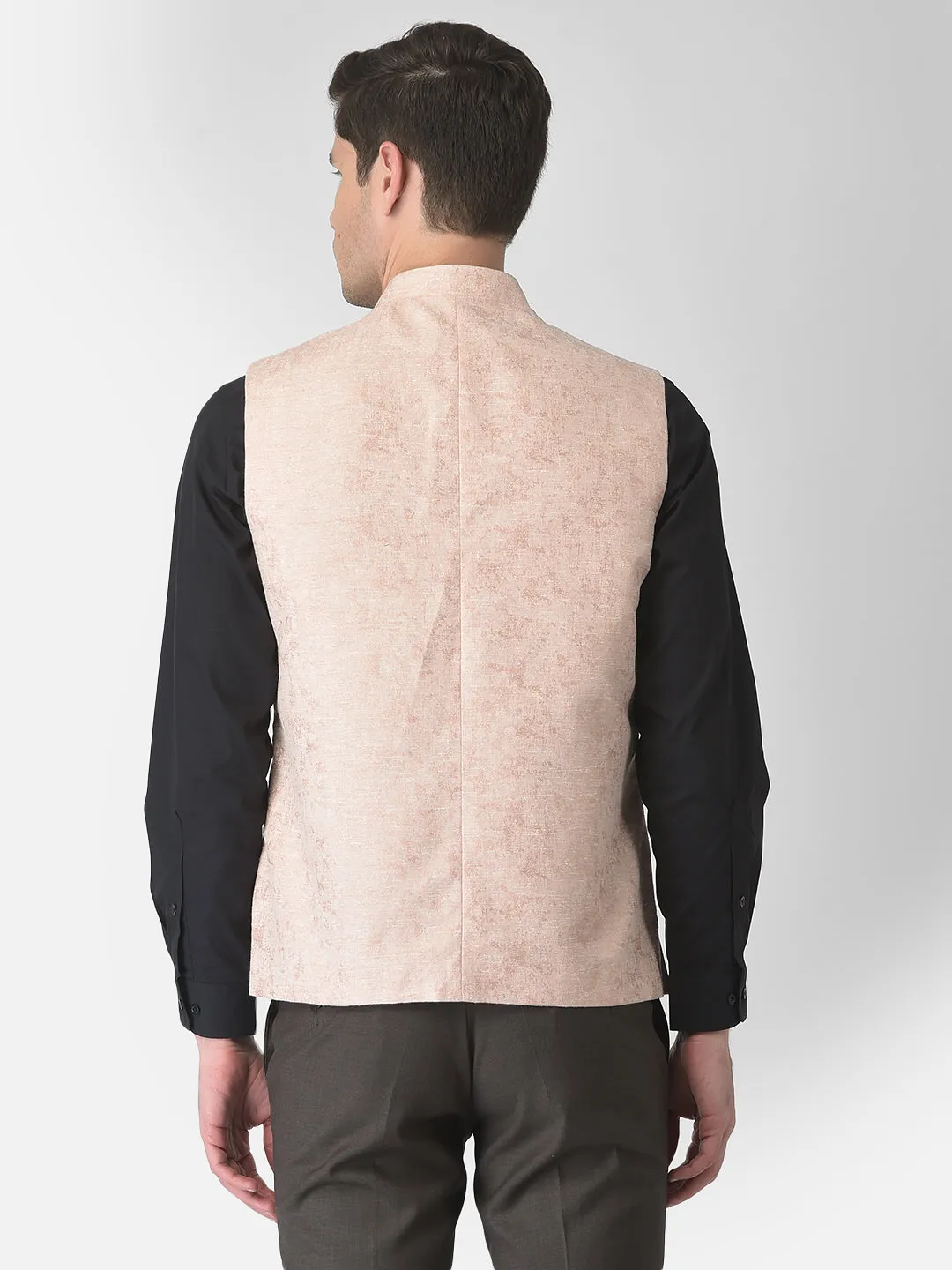 Turtle Men Pink Self Design Nehru Jacket