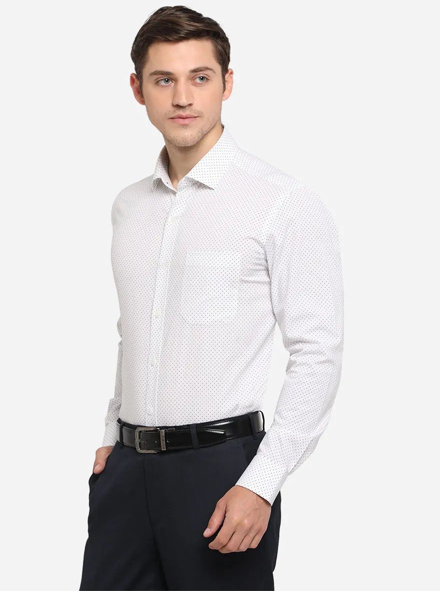 White & Blue Dotted Slim Fit Formal Shirt | Metal