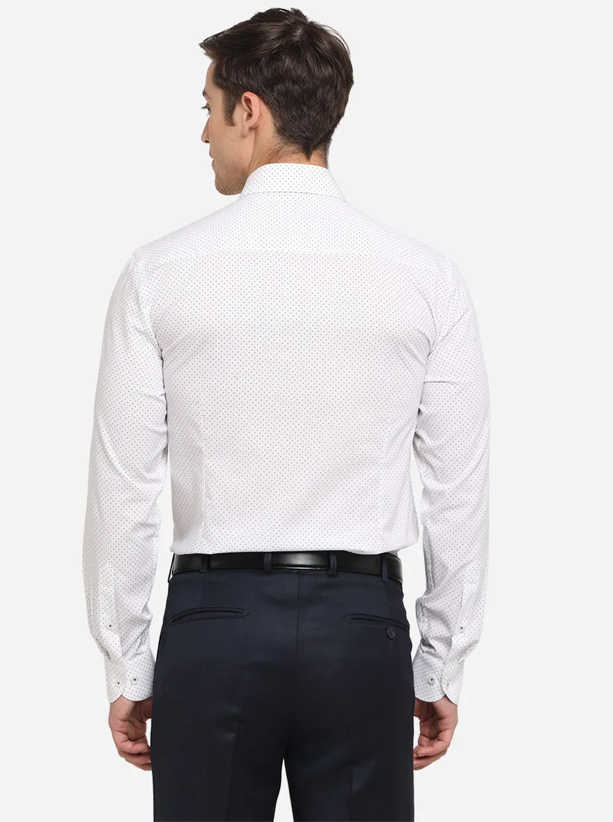 White & Blue Dotted Slim Fit Formal Shirt | Metal