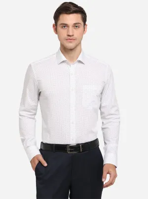 White & Blue Dotted Slim Fit Formal Shirt | Metal