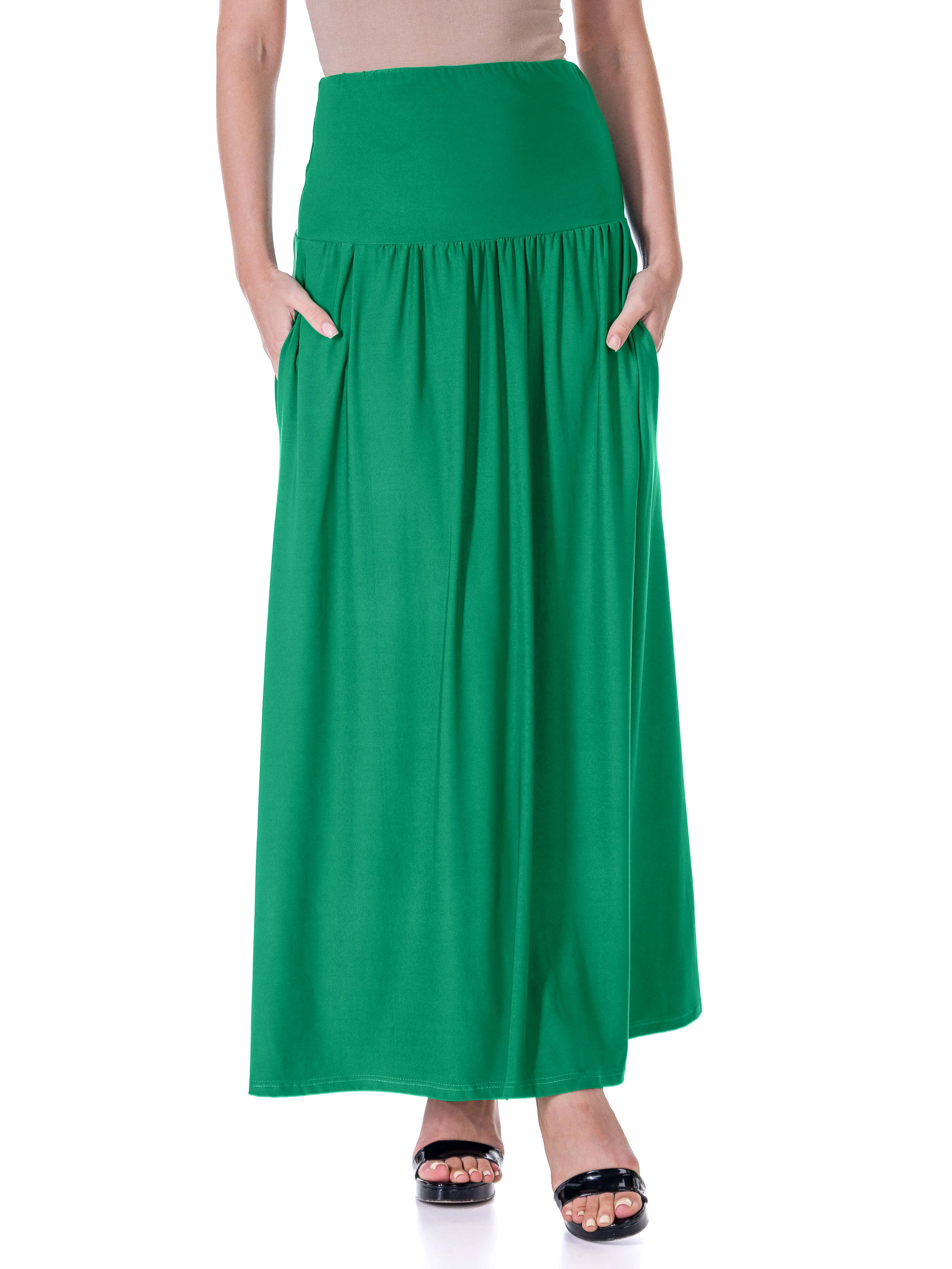 Womens Foldover Maxi Skirt With Pockets