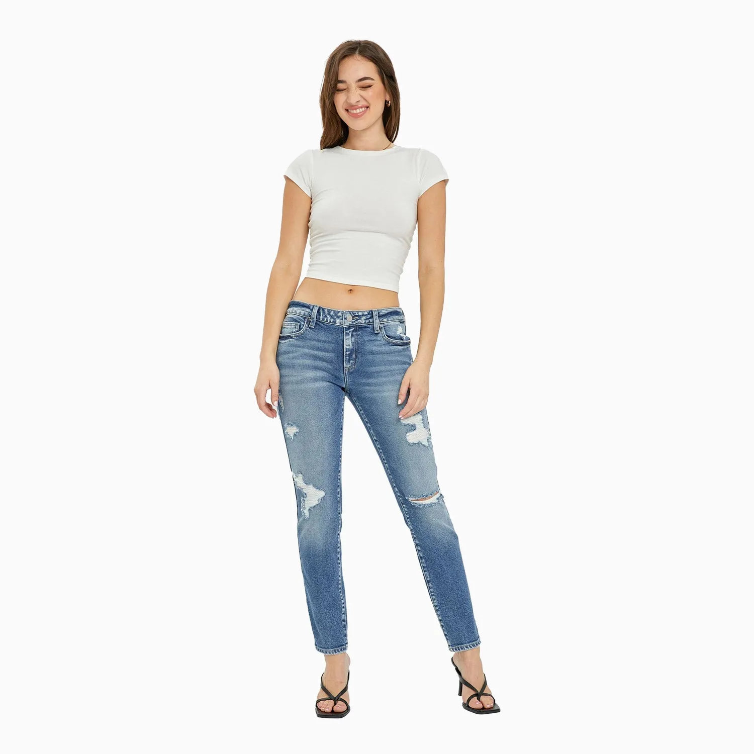 Women's Low Rise Of Mom Skinny Denim Pant